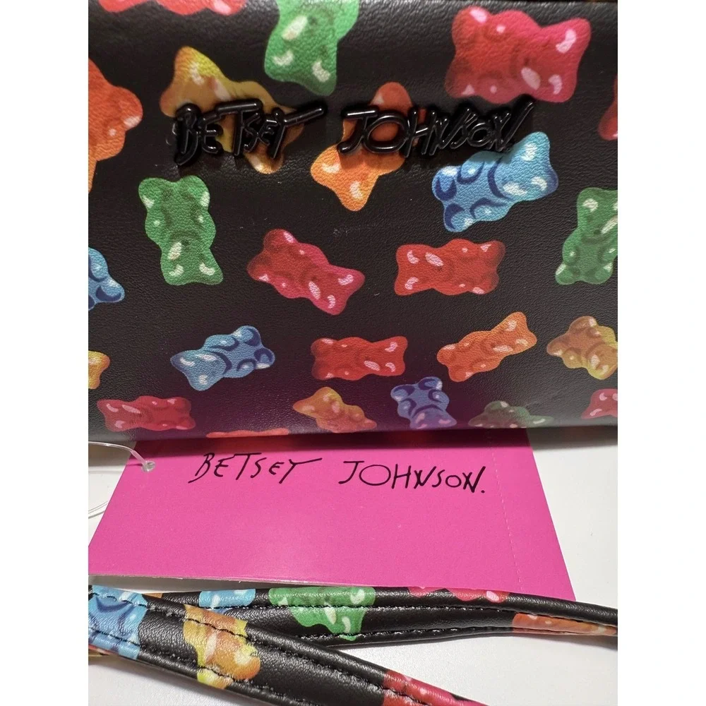 Betsey Johnson Gummy Bear Zip Around‎ Wallet Black Multi Wristlet NWT XOKARA
